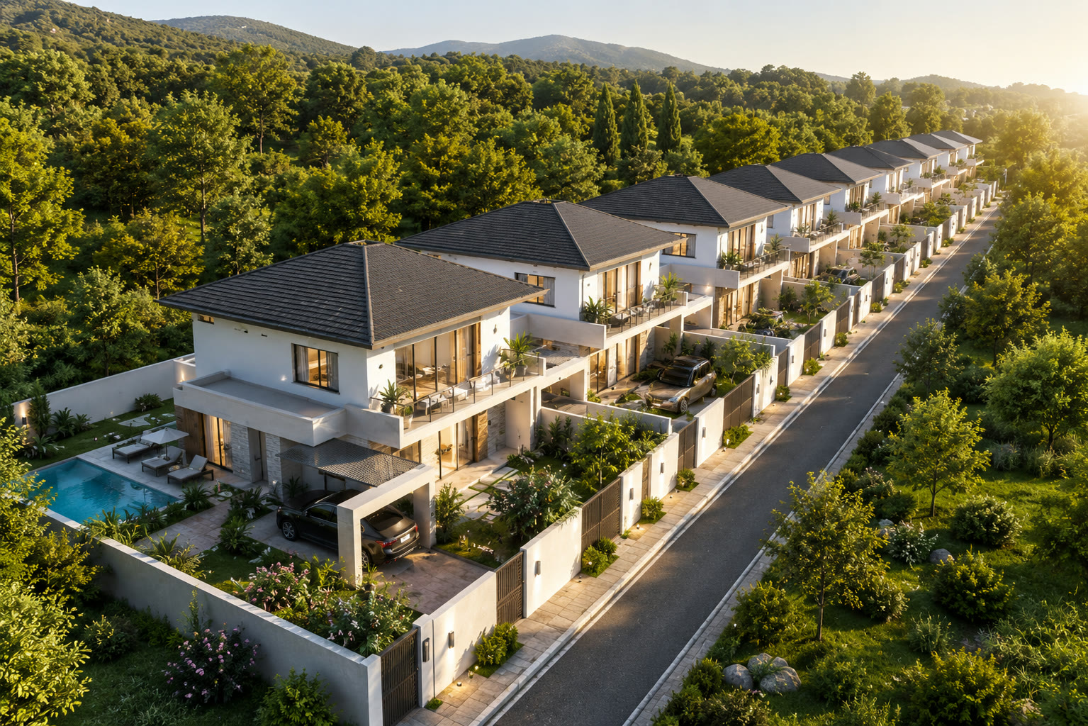 Render i vilave P+1 në një rresht — lagja rezidenciale në Gllavicë